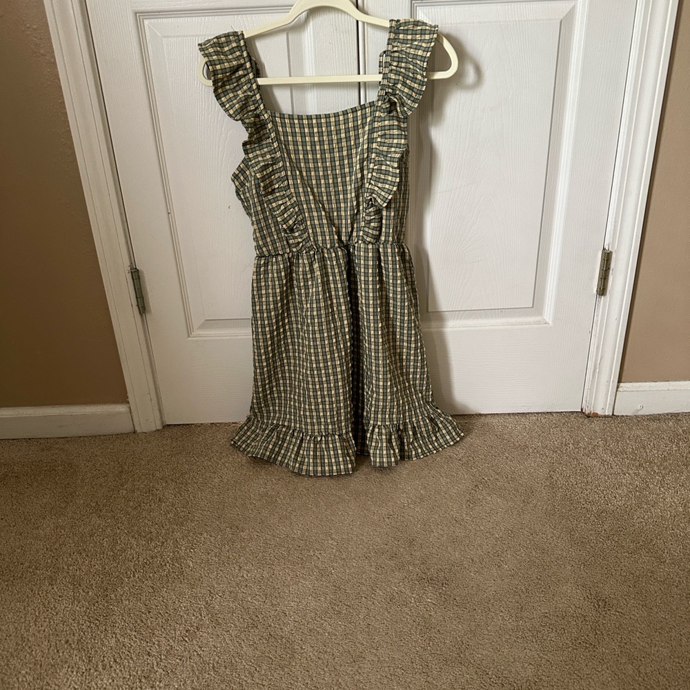 Wild Fable Checkered Dress in Green and Cream